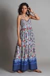 Payal Jain_Blue Cotton Ikat Print Dress_Online_at_Aza_Fashions