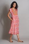 Payal Jain_Red Cotton Ikat Print Dress_Online_at_Aza_Fashions