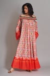Buy_Payal Jain_Red Cotton Ikat Print Dress_at_Aza_Fashions
