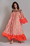 Buy_Payal Jain_Red Cotton Ikat Print Dress_Online_at_Aza_Fashions