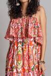 Shop_Payal Jain_Red Cotton Ikat Print Dress_Online_at_Aza_Fashions