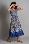 Buy_Payal Jain_Blue Cotton Ikat Print Dress_Online_at_Aza_Fashions