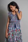 Shop_Payal Jain_Blue Cotton Ikat Print Dress_Online_at_Aza_Fashions