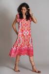Buy_Payal Jain_Pink Cotton Ikat Print Dress_Online_at_Aza_Fashions