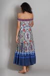 Shop_Payal Jain_Blue Cotton Ikat Print Dress_at_Aza_Fashions