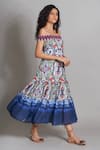 Buy_Payal Jain_Blue Cotton Ikat Print Dress_at_Aza_Fashions