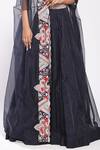 Buy_Stotram_Blue Blouse Silk Cape And Lehenga Organza Embroidery Round & Set_Online_at_Aza_Fashions