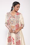 Shop_Stotram_White Silk Embroidery V Neck Jacket And Lehenga Set _Online_at_Aza_Fashions