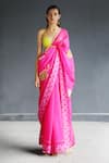 Buy_Rajiramniq_Pink Kota Silk Embroidery Saree Unstitched Piece _at_Aza_Fashions