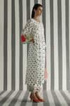Rajiramniq_White Cotton Silk Embroidery Round Printed Kurta Set _Online_at_Aza_Fashions