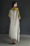 Shop_Rajiramniq_White Cotton Silk Embroidery Boat Printed One Shoulder Kurta Set _at_Aza_Fashions