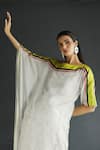 Shop_Rajiramniq_White Cotton Silk Embroidery Boat Printed One Shoulder Kurta Set _Online_at_Aza_Fashions