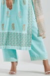 Abbaran_Blue Cotton Silk Dupatta Chanderi Embroidery Printed Straight Kurta Set _at_Aza_Fashions