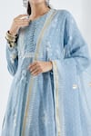 Shop_Abbaran_Blue Cotton Silk Printed Anarkali Set_Online_at_Aza_Fashions