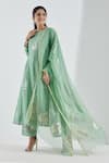 Buy_Abbaran_Green Cotton Silk Embroidery Round Printed Anarkali Set _Online_at_Aza_Fashions