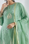 Shop_Abbaran_Green Cotton Silk Embroidery Round Printed Anarkali Set _Online_at_Aza_Fashions