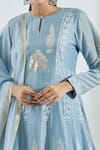 Shop_Abbaran_Blue Cotton Silk Embroidery Round Printed Anarkali Set _Online_at_Aza_Fashions