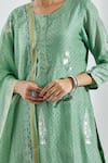 Abbaran_Green Cotton Silk Dupatta Chanderi Embroidery U Printed Straight Kurta Set _at_Aza_Fashions