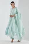 Abbaran Blue Cotton Silk Dupatta Chanderi Round Printed Anarkali And Palazzo Set Online at Aza Fashions Abbaran_Blue Cotton Silk Dupatta Chanderi Round Printed Anarkali And Palazzo Set _Online_at_Aza_Fashions