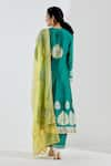 Shop_Abbaran_Green Cotton Silk Embroidery V Neck Printed Anarkali And Palazzo Set _at_Aza_Fashions