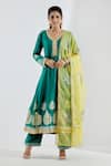 Buy_Abbaran_Green Cotton Silk Printed Anarkali And Palazzo Set_Online_at_Aza_Fashions