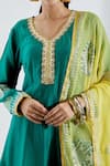 Shop_Abbaran_Green Cotton Silk Printed Anarkali And Palazzo Set_Online_at_Aza_Fashions