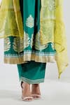 Abbaran_Green Cotton Silk Printed Anarkali And Palazzo Set_at_Aza_Fashions
