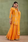 Abbaran_Yellow Chanderi Embroidered Gharara Set_Online_at_Aza_Fashions
