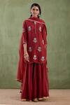 Buy_Abbaran_Maroon Chanderi Embroidered Gharara Set_at_Aza_Fashions