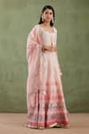 Abbaran_Pink Banarasi Printed Lehenga Set_Online_at_Aza_Fashions