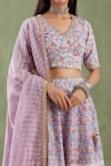 Shop_Abbaran_Purple Banarasi Printed Lehenga Set_Online_at_Aza_Fashions
