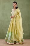 Buy_Abbaran_Yellow Banarasi Printed Lehenga Set_Online_at_Aza_Fashions