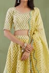 Shop_Abbaran_Yellow Banarasi Printed Lehenga Set_Online_at_Aza_Fashions