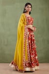 Abbaran_Yellow Cotton Silk Dupatta Chanderi Embroidery Printed Lehenga Set _Online_at_Aza_Fashions