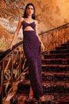 Buy_House of eda_Purple Nylon Sequin Embellished Cutout Gown_at_Aza_Fashions