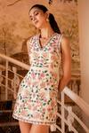 Buy_House of eda_White Cotton Denim Floral Embroidered Dress_Online_at_Aza_Fashions