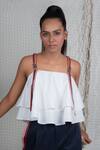 Buy_Chillosophy_White Poplin Embroidery Square Neck Tiered Top  _at_Aza_Fashions