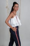 Chillosophy_White Poplin Embroidery Square Neck Tiered Top  _Online_at_Aza_Fashions