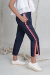 Chillosophy_Blue Poplin Striped Pant  _Online_at_Aza_Fashions