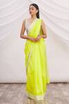 Buy_Mint N Oranges_Green Chanderi Woven Saree_Online_at_Aza_Fashions