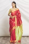 Buy_Mint N Oranges_Red Chanderi Silk Woven Saree_Online_at_Aza_Fashions