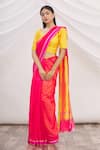 Mint N Oranges_Pink Chanderi Saree _Online_at_Aza_Fashions