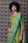 Anavila_Green Linen Saree For Women_Online_at_Aza_Fashions