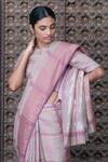 Anavila_Grey Linen Saree _Online_at_Aza_Fashions