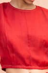 Buy_Anavila_Red Organza Silk Embroidery Round Puff Sleeve Saree Blouse _Online_at_Aza_Fashions