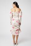 Shop_Emblaze_White Modal Satin Printed Off-shoulder Dress_at_Aza_Fashions