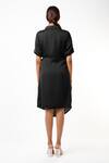Shop_Emblaze_Black Satin Embroidery V Neck Wrap Dress _at_Aza_Fashions