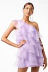 Buy_Emblaze_Purple Organza Embroidery One Shoulder Layered Dress _Online_at_Aza_Fashions