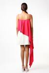 Shop_Emblaze_Pink Twill Square Neck Asymmetric Draped Top For Women_at_Aza_Fashions