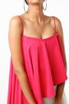 Emblaze_Pink Twill Square Neck Asymmetric Draped Top For Women_Online_at_Aza_Fashions
